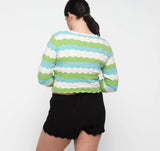 Soft Knit Textured Cardigan - Juicy Apple Stripe