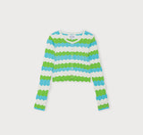 Soft Knit Textured Cardigan - Juicy Apple Stripe