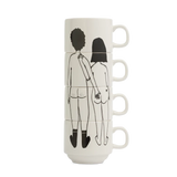 Stackable Mugs Naked Couple Back (Set 4)