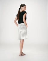 Straight cotton pleated bermuda shorts rayure Wello
