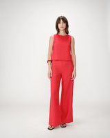 Straight sleeveless top with tie rouge Wesca