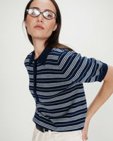 Striped short-sleeve polo marine Veracruz