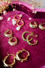 Sunlight Goldplated Hoop Pearl Striped Pink Orange