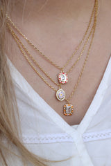 Sunlight Goldplated Necklace Charms Pink Coral