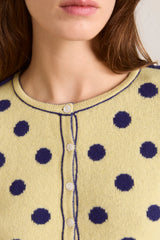 TABITHA REVERSIBLE CARDIGAN - NAVY/BUTTER SPOT