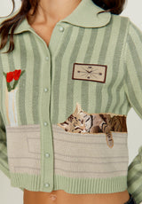 THE SLEEPY CAT CARDIGAN - MATCHA