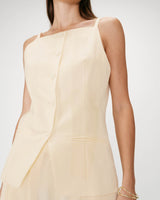 Tailored Tencel and linen square-neck vest jaune Winston