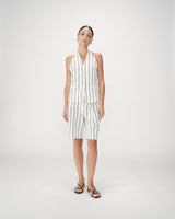 Tailored V-neck open-back vest rayure Winika