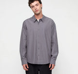 True Relaxed Poplin Shirt - Pavement Stripe