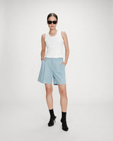 High-waist wide striped denim shorts stripedblue Vars