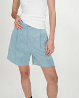 High-waist wide striped denim shorts stripedblue Vars