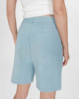 High-waist wide striped denim shorts stripedblue Vars
