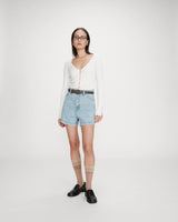 Straight high-waist denim shorts skyblue Verne