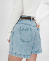 Straight high-waist denim shorts skyblue Verne