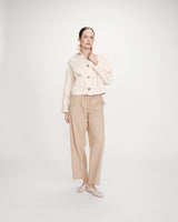 Cropped cotton buttoned jacket ecru Veronica