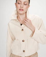 Cropped cotton buttoned jacket ecru Veronica