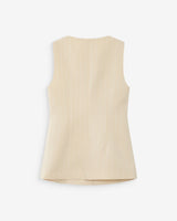 Tailored pinstripe linen sleeveless vest vanille Vic