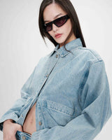 Boxy long-sleeve denim jacket skyblue Vinnie