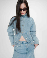 Boxy long-sleeve denim jacket skyblue Vinnie