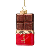 VONDELS Ornament glass dark brown chocolate bar H9cm