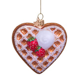 VONDELS Ornament glass heart waffle w ice H8cm