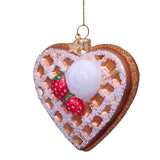 VONDELS Ornament glass heart waffle w ice H8cm