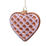 VONDELS Ornament glass heart waffle w ice H8cm