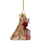 VONDELS Ornament glass cockapoo dog w candy cane