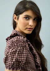 GINGHAM RUFFLE TOP - MULTI CHECK