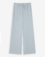 Wide-leg striped pants adjustable waist bleuet Volute