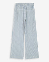 Wide-leg striped pants adjustable waist bleuet Volute