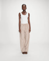 Wide-leg striped pants adjustable waist mocha Volute