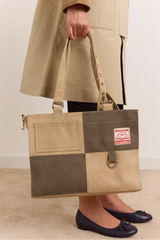 Veda Canvas Blocked Bag - Olive & Sand