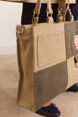 Veda Canvas Blocked Bag - Olive & Sand