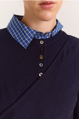 Venna Wrap Merino Wool Cardigan - Navy