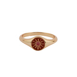Vivid Goldplated Ring Signet Burst Orange Pink