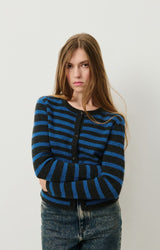 WOMEN'S CARDIGAN RAXOW - OLYMPIAD STRIPED CHARCOAL MELANGE