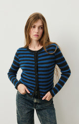WOMEN'S CARDIGAN RAXOW - OLYMPIAD STRIPED CHARCOAL MELANGE