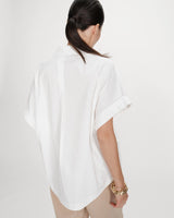 Wide cotton blouse short sleeves ivoire Versigny