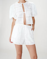 Wide embroidered cotton shorts white Wyler