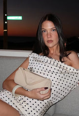 SWEETHEART MINI DRESS - CREAM POLKA