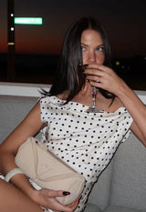 SWEETHEART MINI DRESS - CREAM POLKA