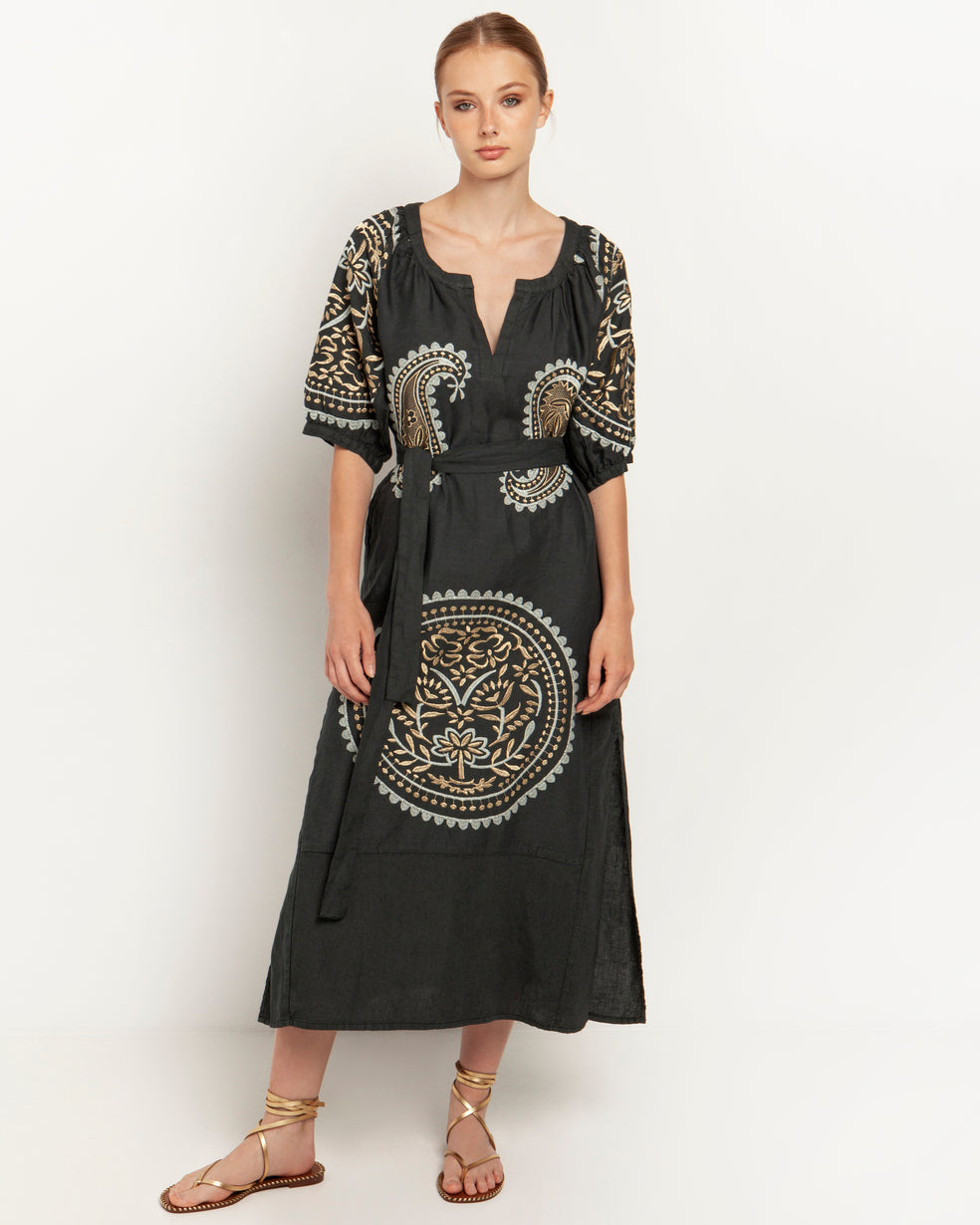 Gold top paisley dress