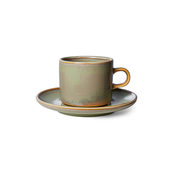 HKLiving Chef ceramics cup and saucer moss green
