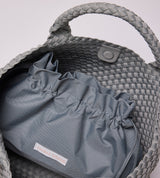  HANDWOVEN NEOPRENE MEDIUM TOTE BAG LIGHT GREY 