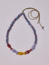  FISH with EYE BEAD PURPLE NECKLACE & BAG CHARM 