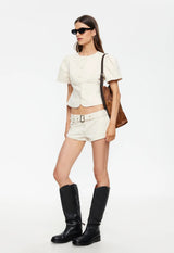 AFTERGLOW MINI SHORT - BEIGE CHECK