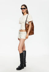 AFTERGLOW MINI SHORT - BEIGE CHECK