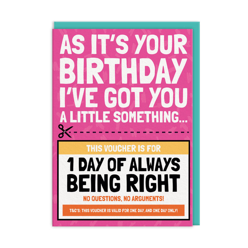 OOH DEER Always Right Voucher Birthday Card