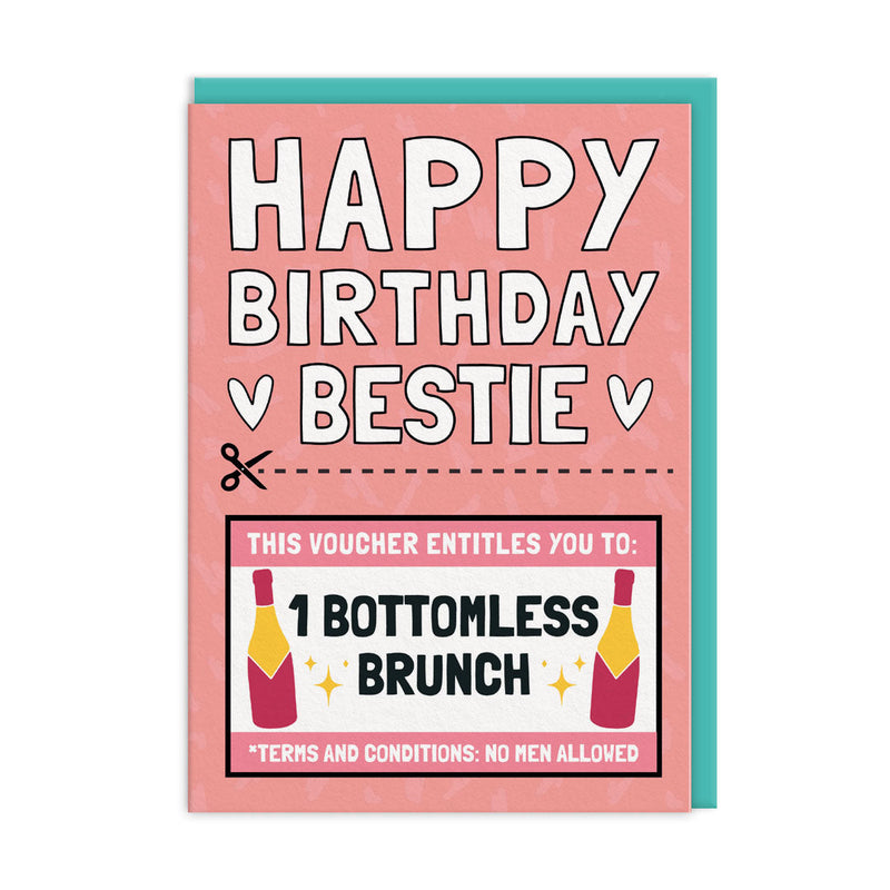 OOH DEER Bottomless Brunch Voucher Bestie Birthday Card